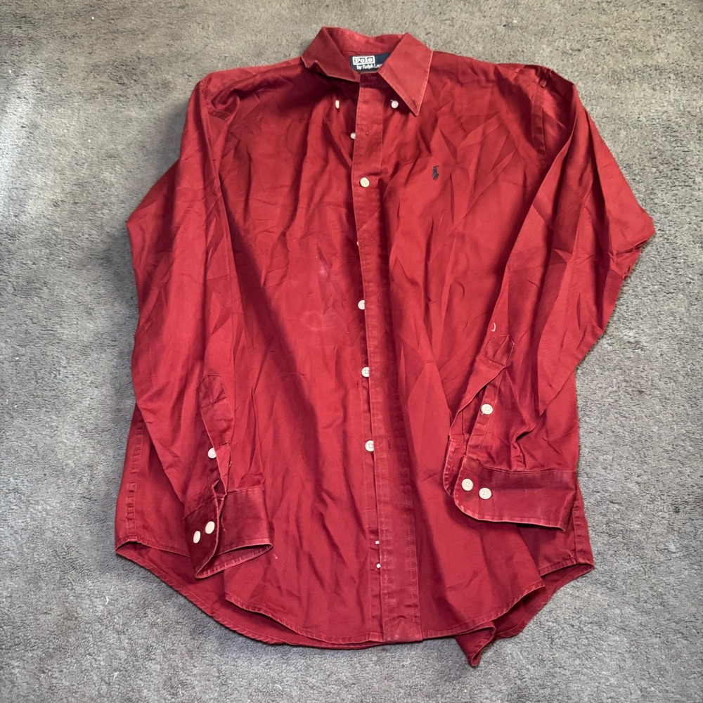 Polo Ralph Lauren Marlowe Shirt Mens Large Red Cotton Long Sleeve Button Down